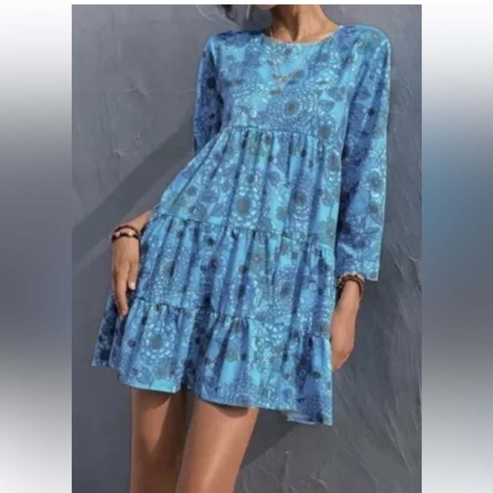 Zara Floral Print Poplin Mini Dress Size S Babydoll western boho Cottagecore